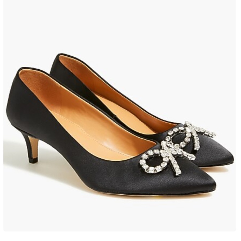 I. Crew Crystal Bow Kitten Heels